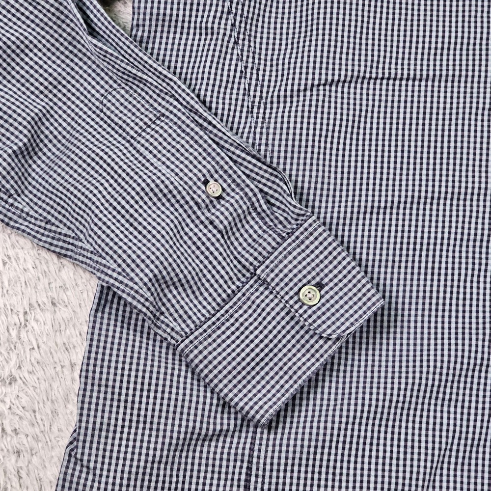 John Varvatos USA Shirt Mens Medium Blue Check Button Down Long Sleeve Cotton - Picture 3 of 11